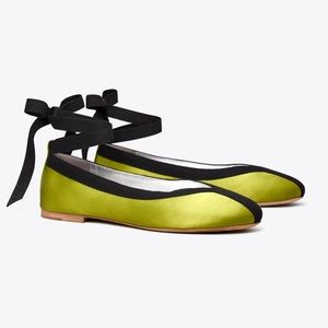 Tory Burch Runway Wrap Ballet Lime/Perfect Black